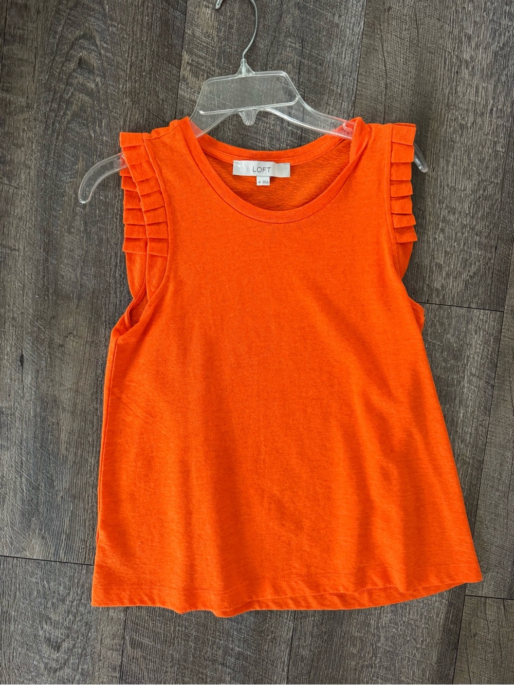 Loft Orange Ruffle Sleeve T-Shirt Top